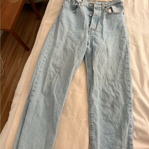 Light Blue Denim Jeans - RIBCAGE STRAIGHT ANKLE WOMEN'S JEANS size 27